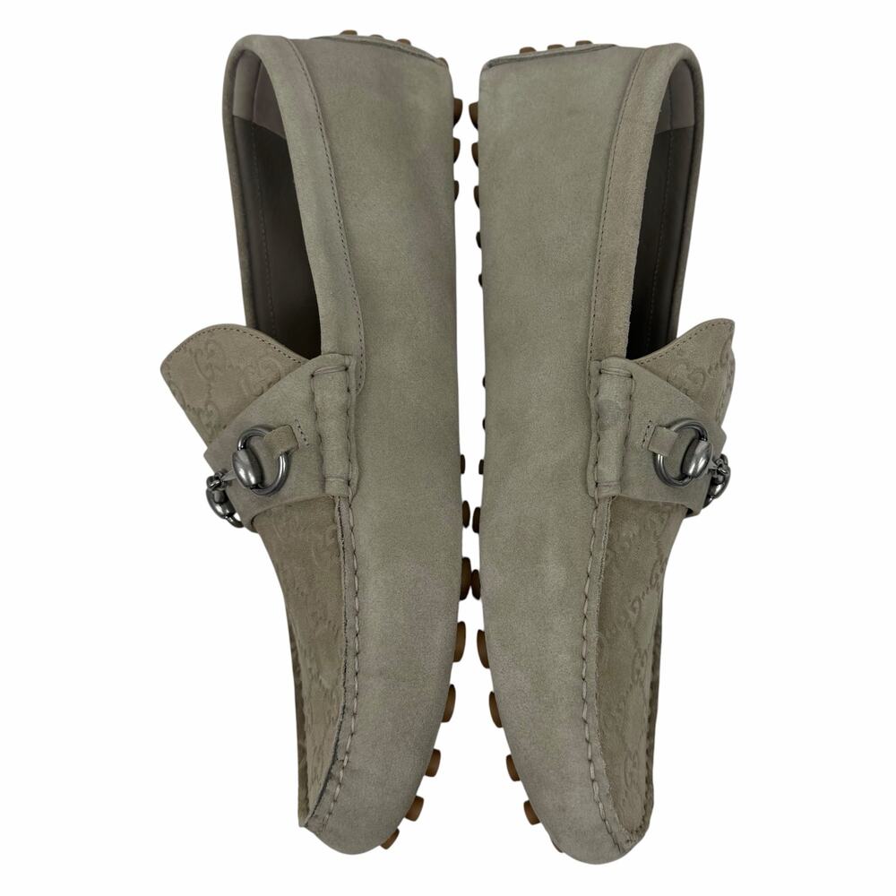 Gucci Byorn Guccisima Horsebit Suede Driver Loafer Oatmeal Size 11.5 - Picture 6 of 15
